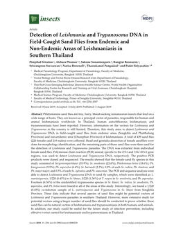 Detection of Leishmania and Trypanosoma DNA in Field-Caught Sand Flies from Endemic and Non-Endemic Areas of Leishmaniasis in Southern Thailand