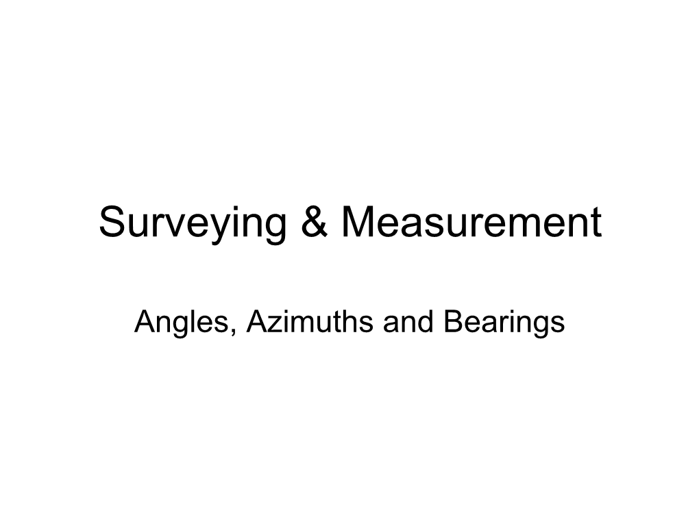 Angles, Azimuths and Bearings