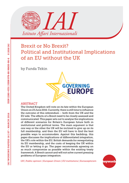 Political and Institutional Implications of an EU Without the UK