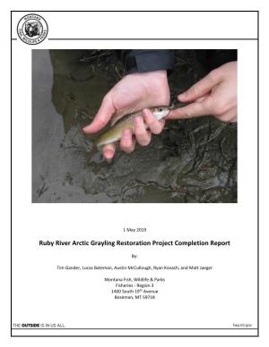 Ruby River Arctic Grayling Restoration Project Completion Report