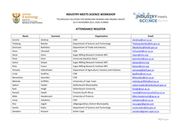 Workshop Attendance Register