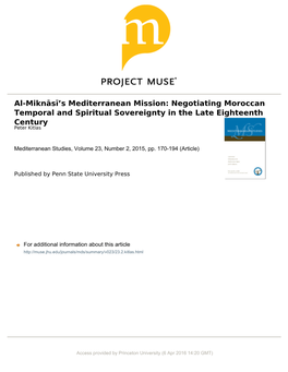 Al-Miknāsīʼs Mediterranean Mission: Negotiating Moroccan Temporal