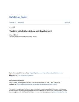 Thinking with Culture in Law and Development