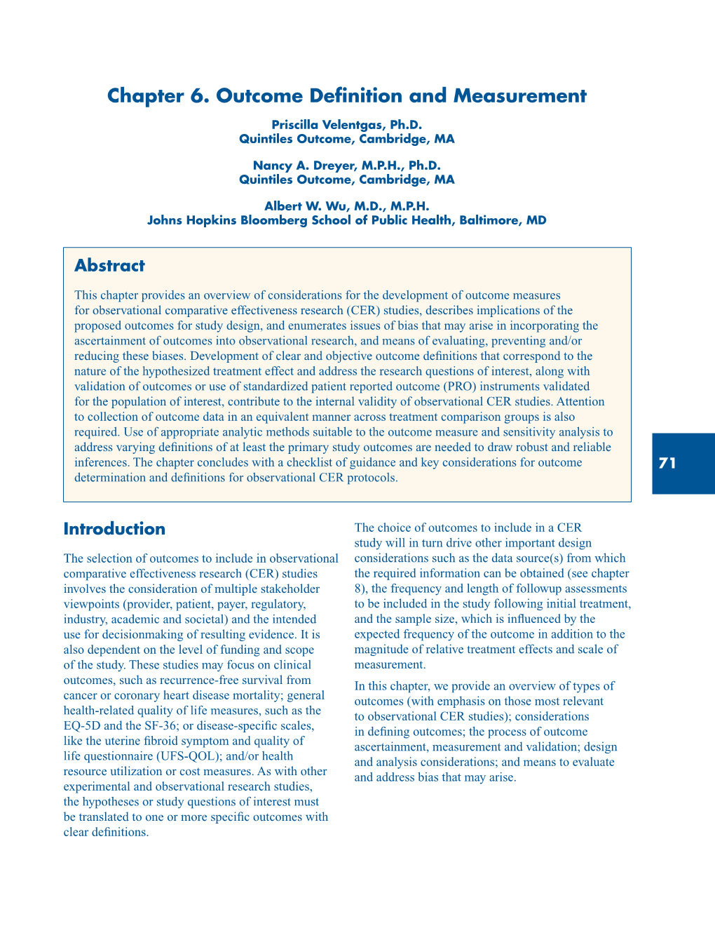 Outcome Definition and Measurement