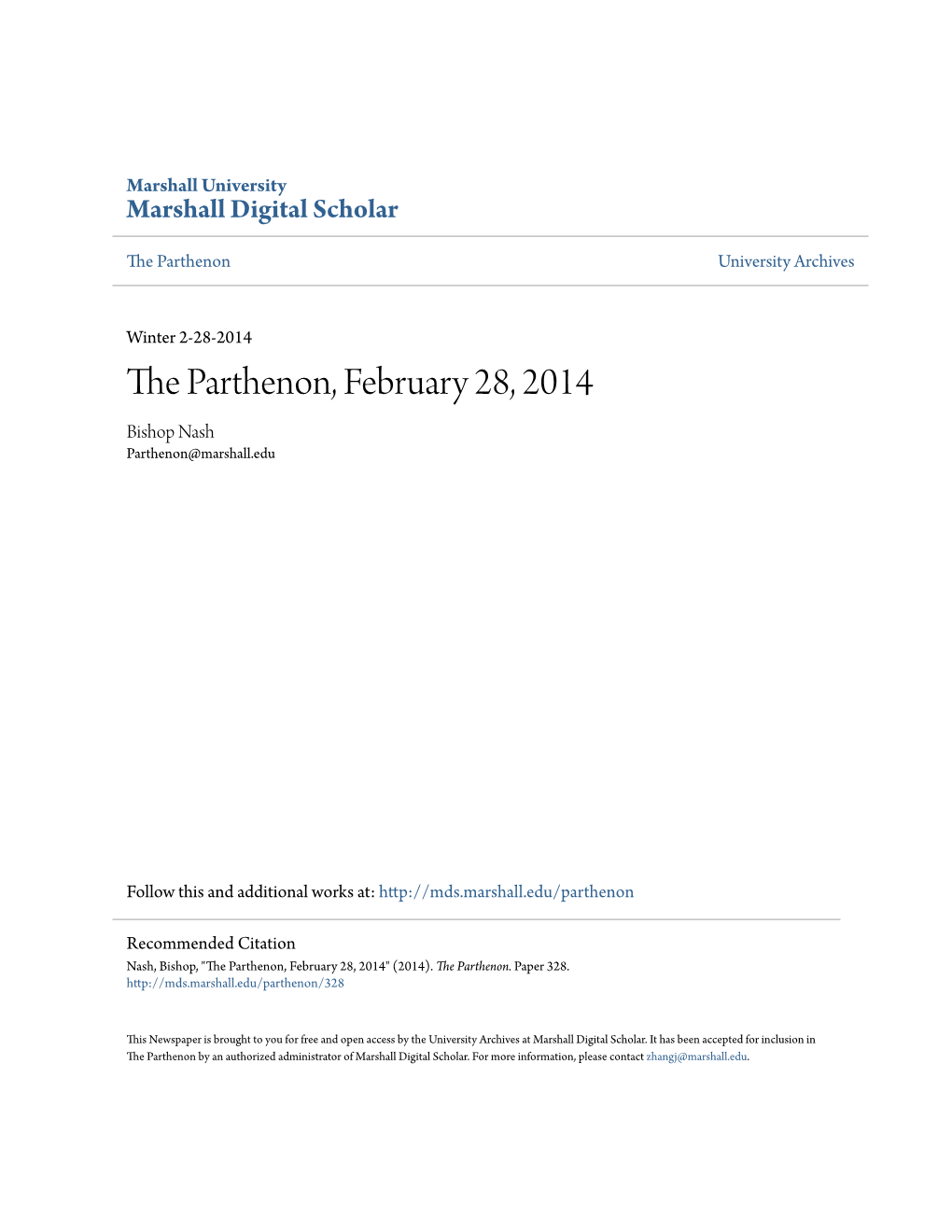 The Parthenon, February 28, 2014