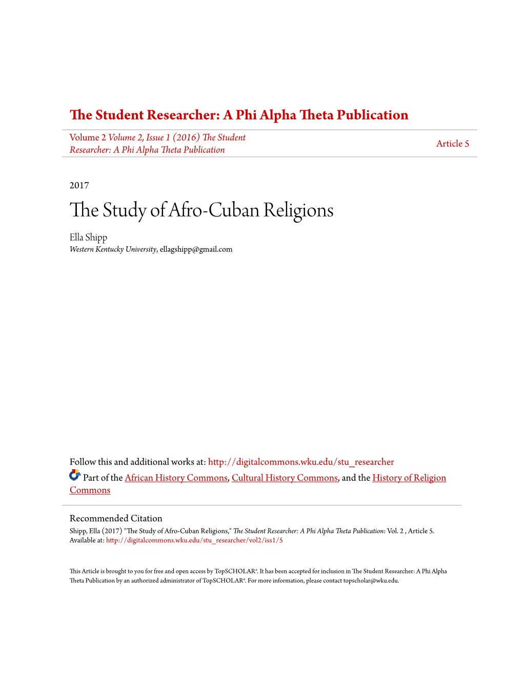 The Study of Afro-Cuban Religions