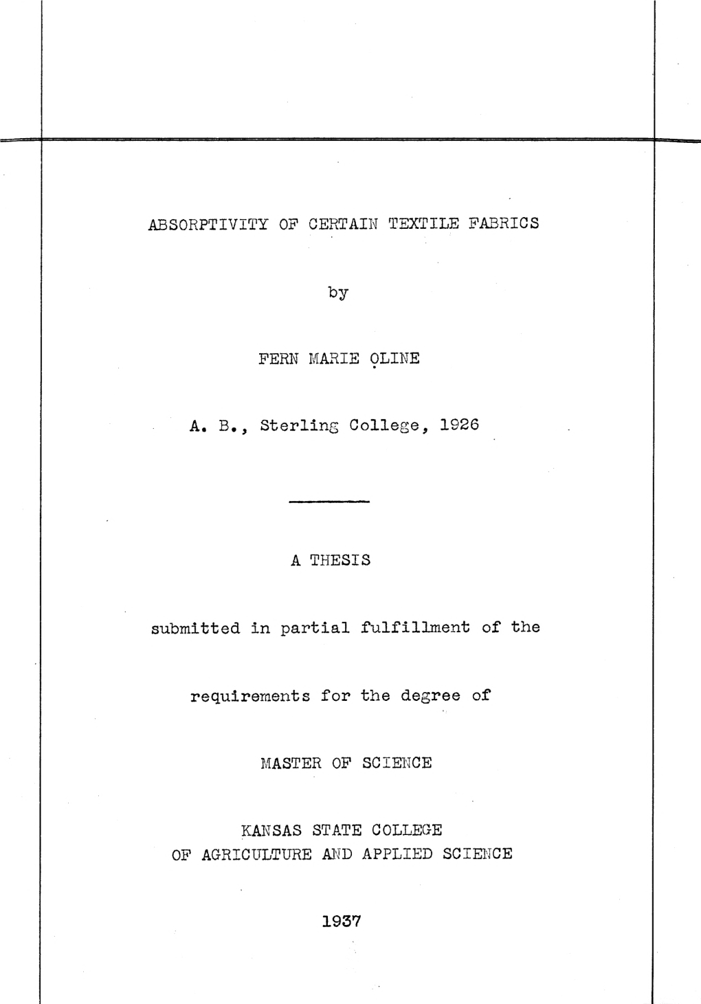 Absorptivity of Certain Textile Fabrics