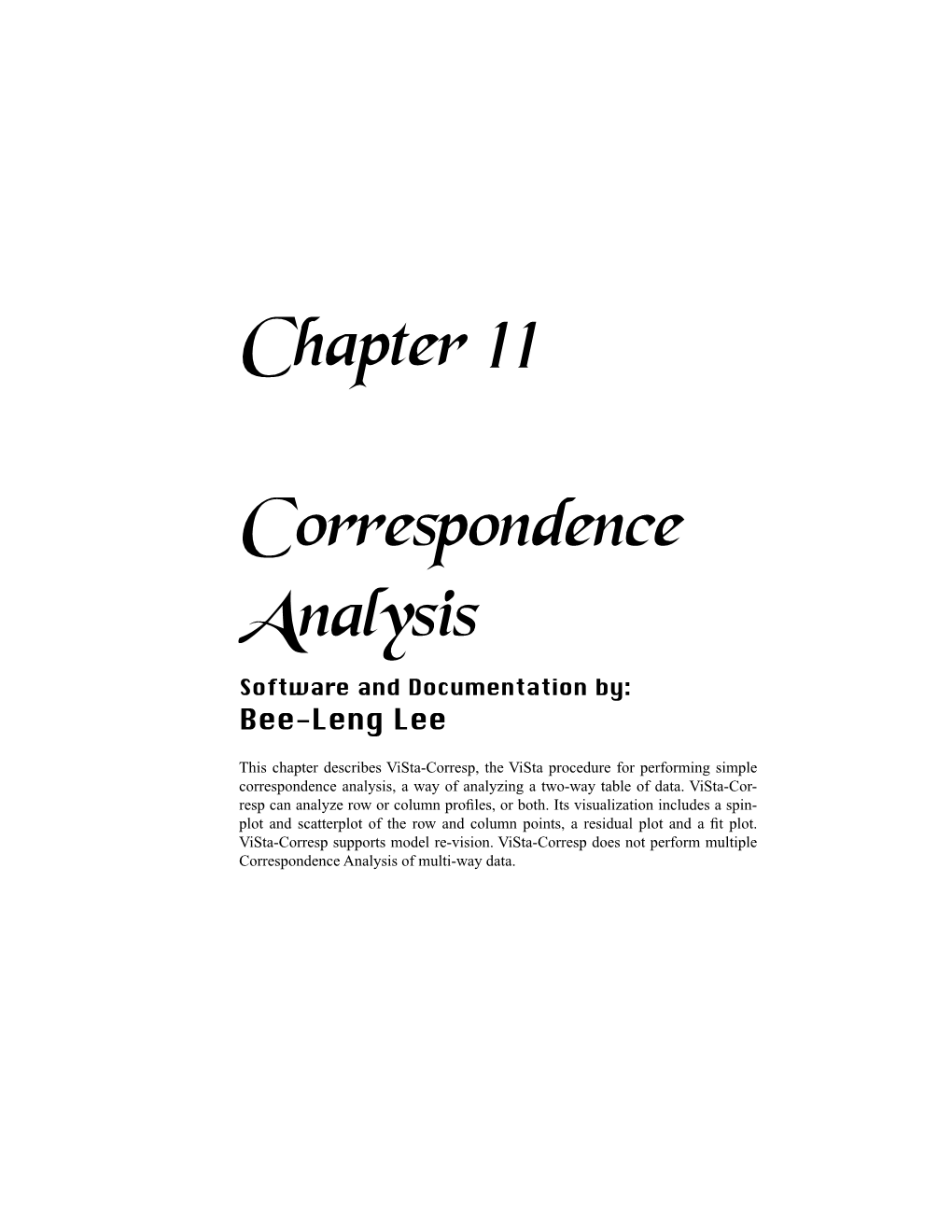 Chapter 11 Correspondence Analysis