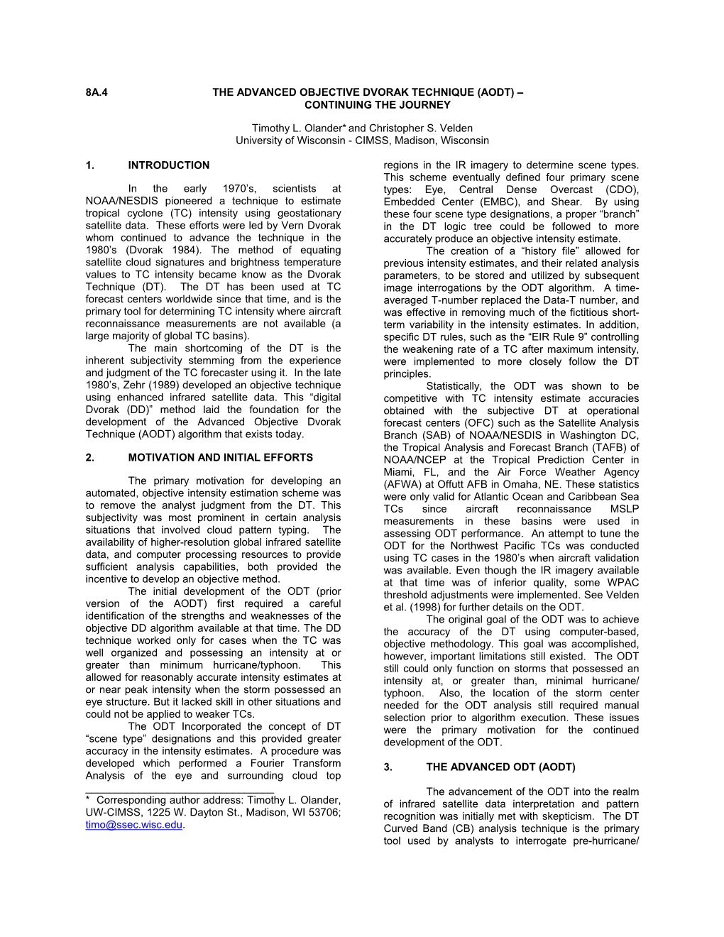 8A.4 the Advanced Objective Dvorak Technique (Aodt) – Continuing the Journey