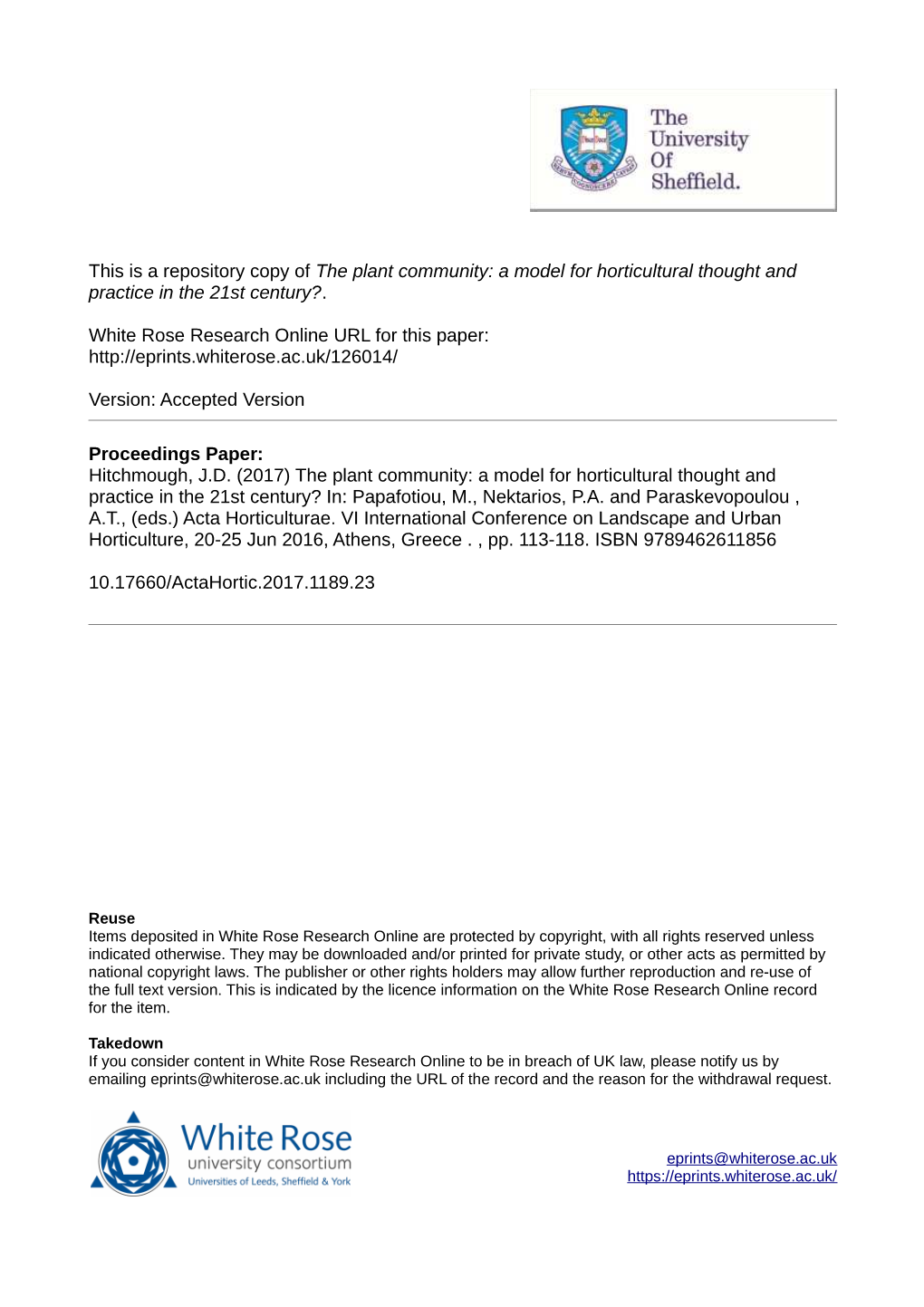 The Plant Community: a Model for Horticultural Thought and Practice in the 21St Century?