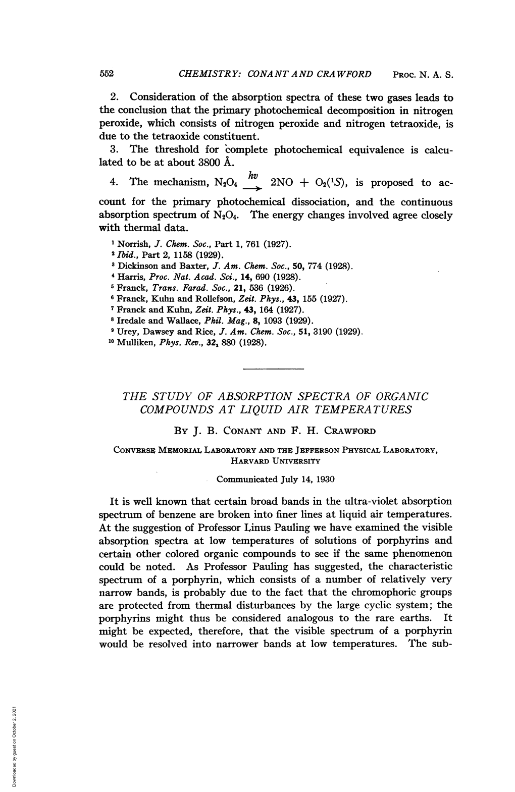 THE STUDY of ABSORPTION SPECTRA of ORGANIC COMPOUNDS at LIQUID AIR TEMPERATURES by J