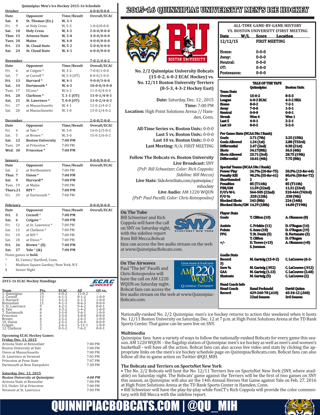 2015-16 Quinnipiac University Men's Ice Hockey