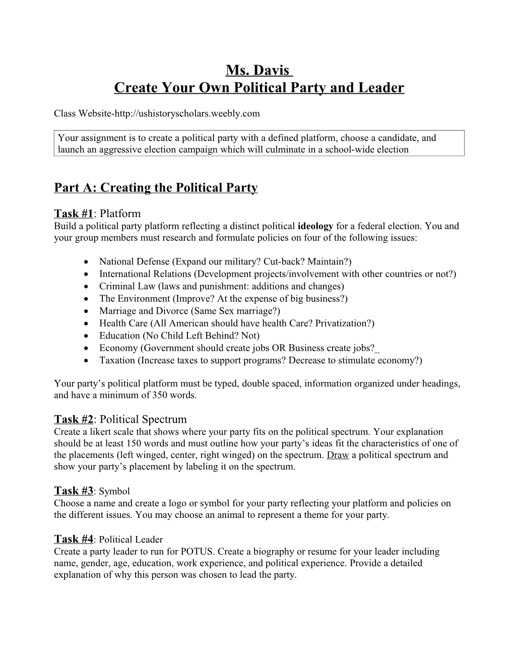 Political Party Assignment