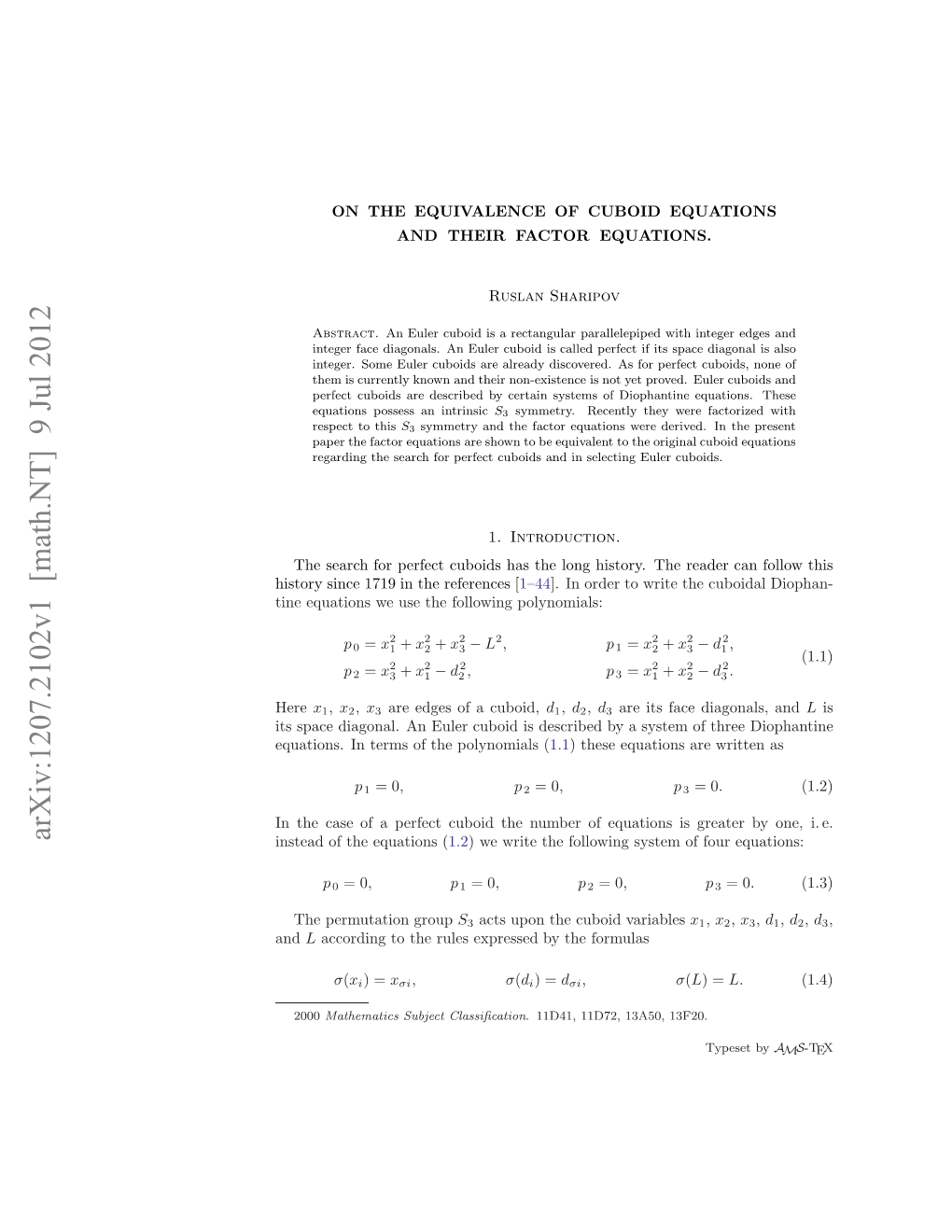 On the Equivalence of Cuboid Equations and Their Factor Equations