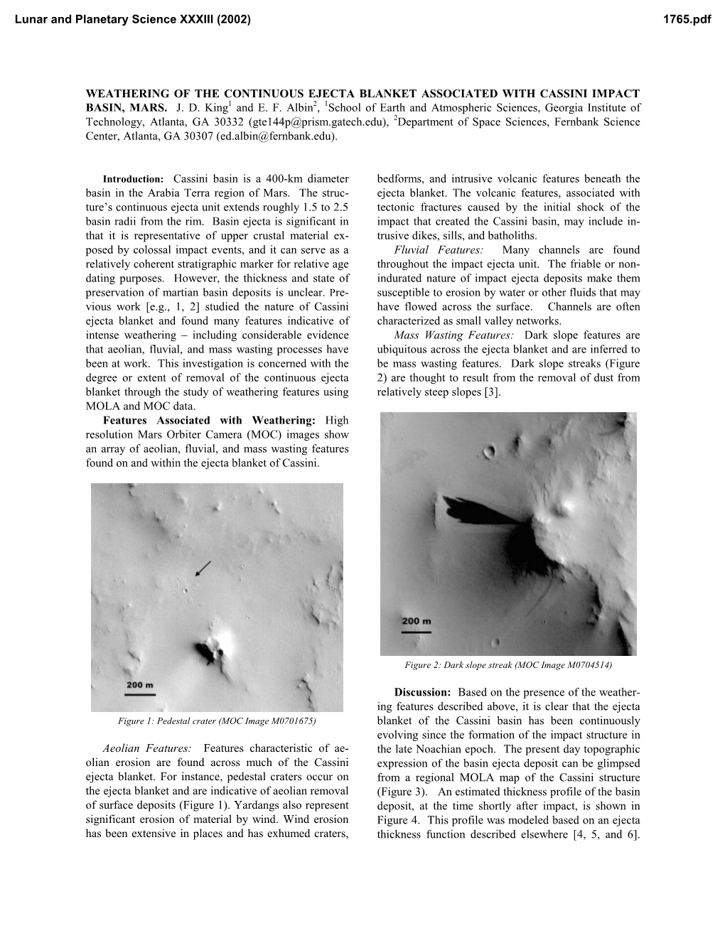 Weathering of the Continuous Ejecta Blanket Associated with Cassini Impact Basin, Mars