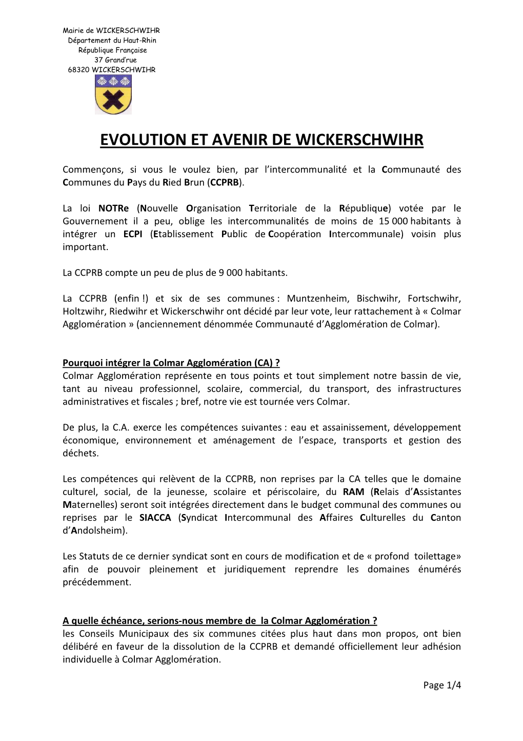 Evolution Et Avenir De Wickerschwihr