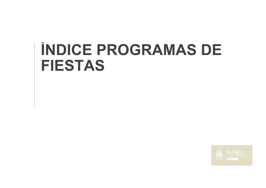 Índice Programas De Fiestas