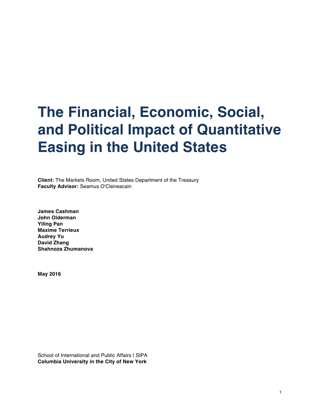 The Financial, Economic, Social, and Political Impact of Quantitative Easing in the United States