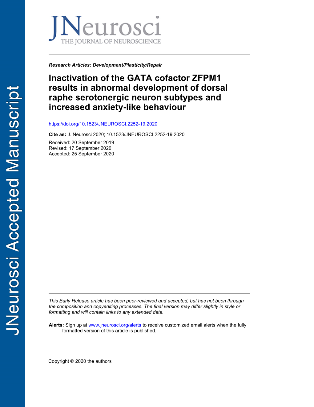 Inactivation of the GATA Cofactor ZFPM1 Results in Abnormal