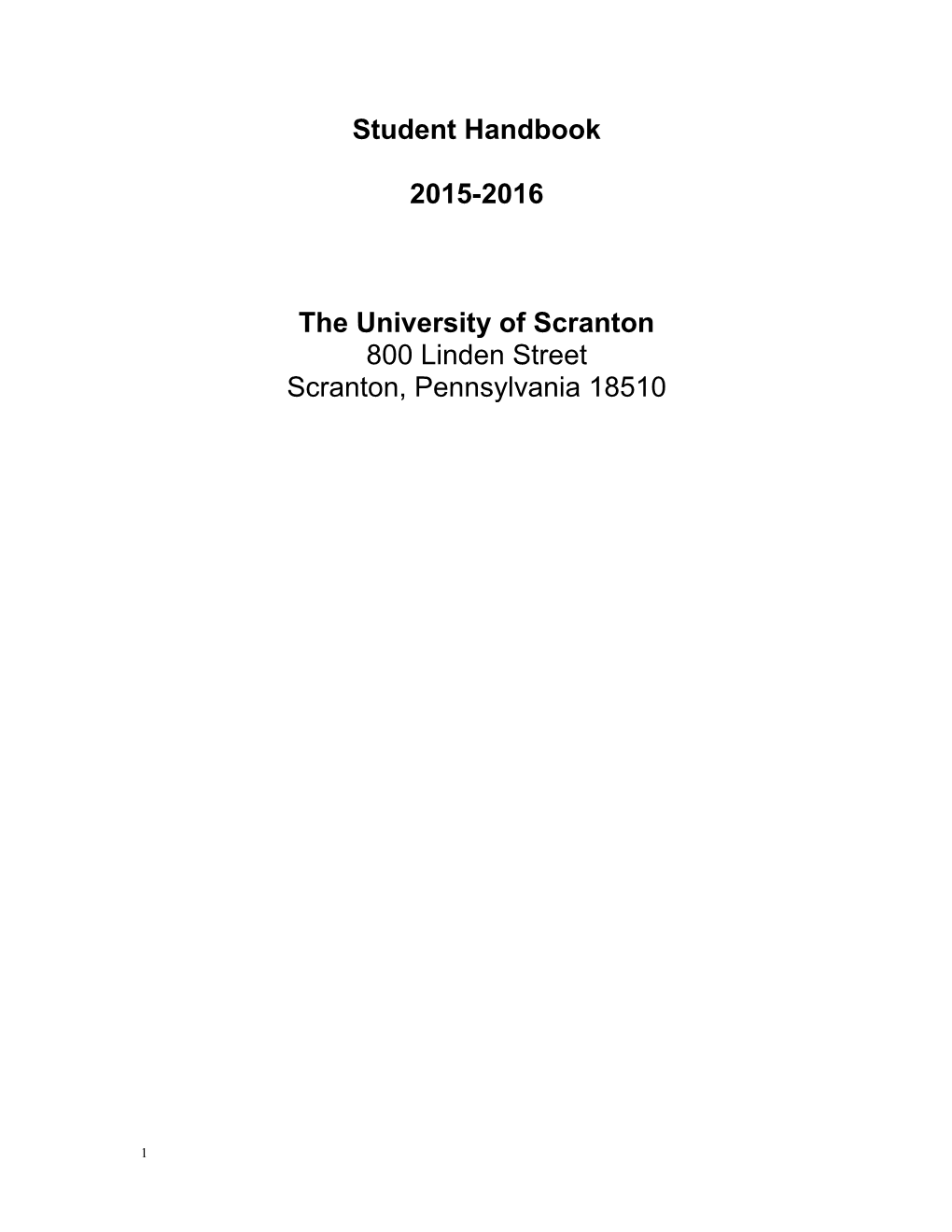 University of Scranton - Student Handbook 2015-2016