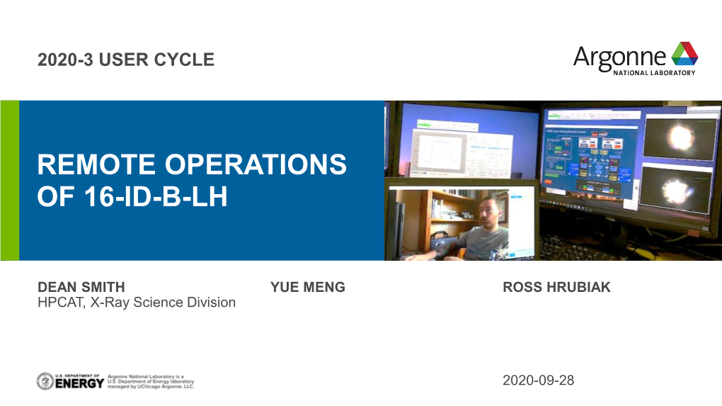 Remote Operations on 16-IDB Laser Heating 2020-3