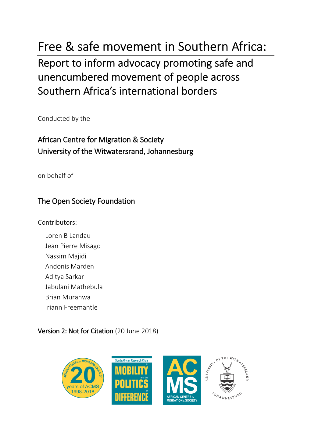 Free & Safe Movement in Southern Africa