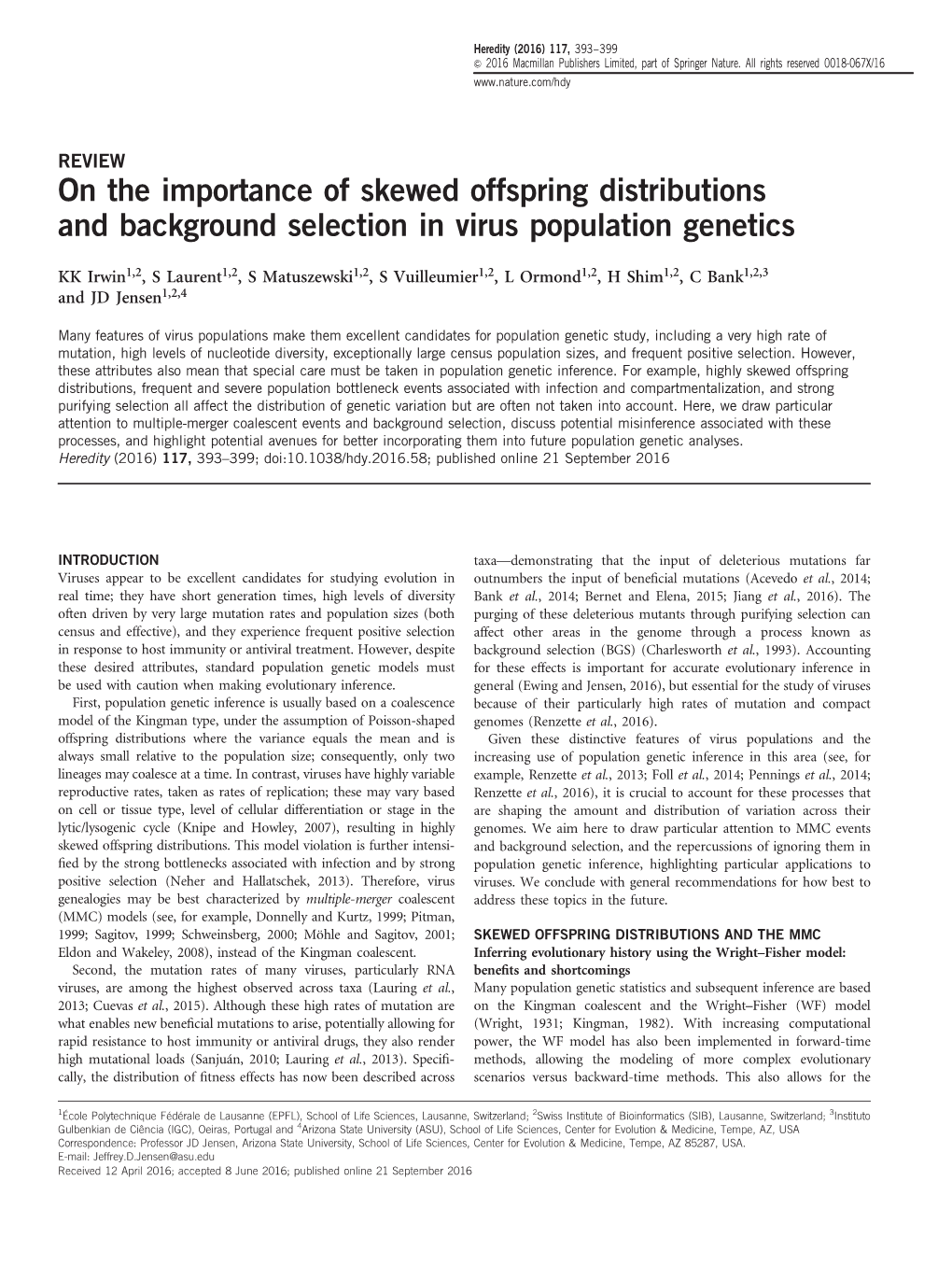 On the Importance of Skewed Offspring Distributions and Background Selection in Virus Population Genetics