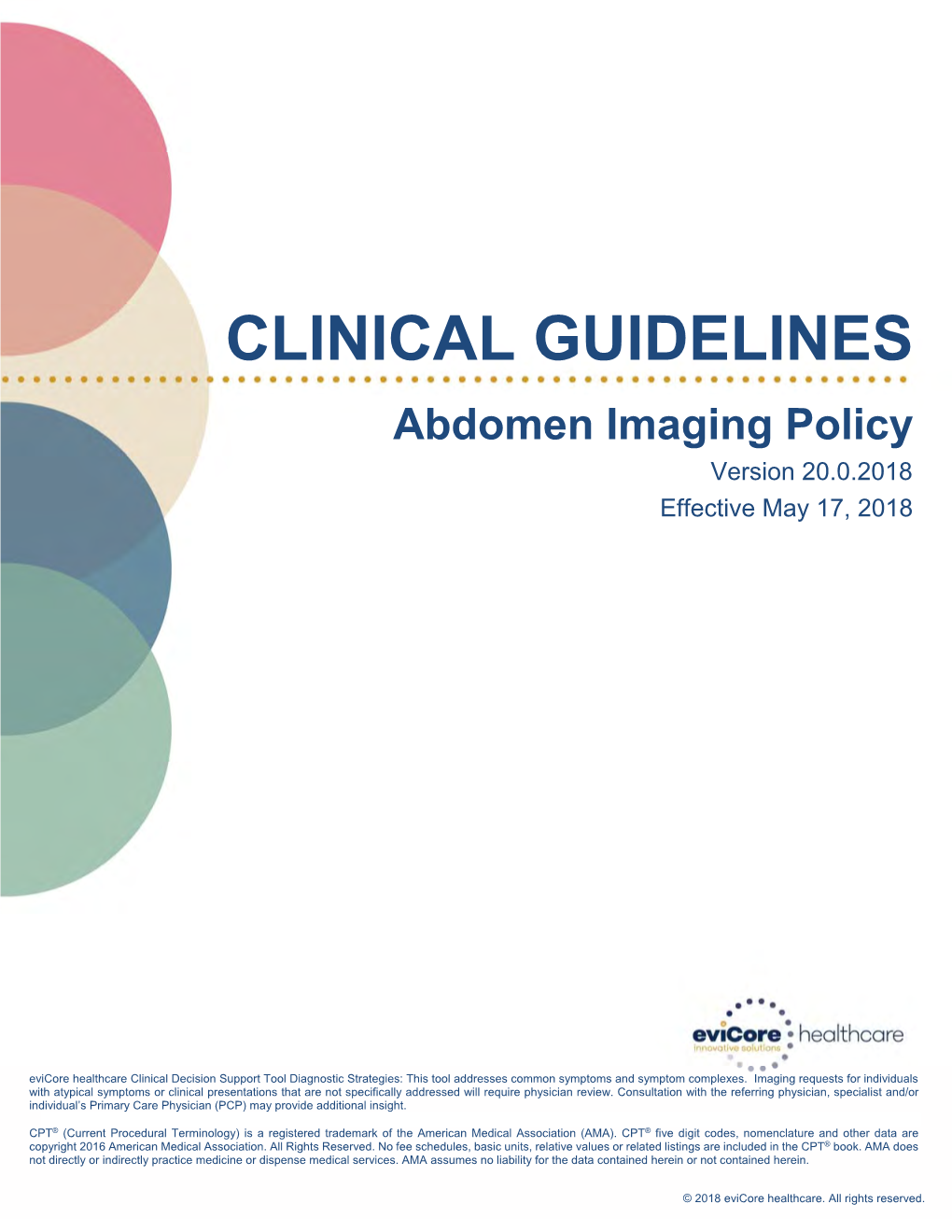 Abdomen Imaging Guidelines Effective 05/22/2017
