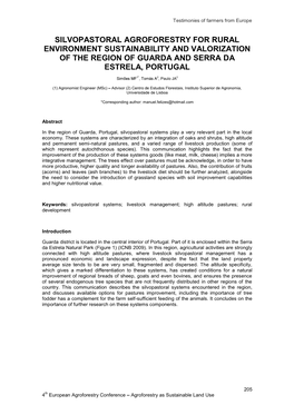 Silvopastoral Agroforestry for Rural Environment Sustainability and Valorization of the Region of Guarda and Serra Da Estrela, Portugal