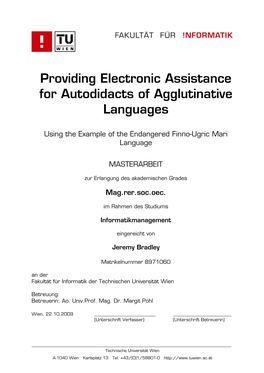 Providing Electronic Assistance for Autodidacts of Agglutinative Languages