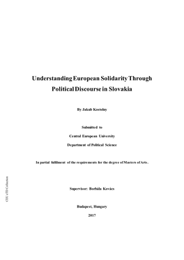 Understanding European Solidarity Through Political Discourse in Slovakia