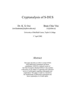 Cryptanalysis of S-DES