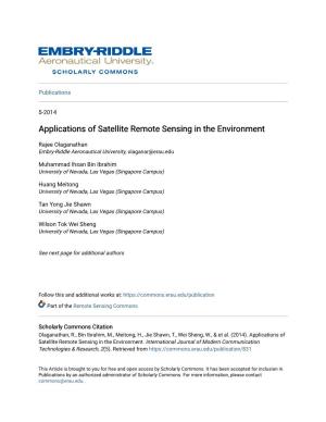 Applications of Satellite Remote Sensing in the Environment
