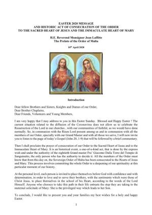 Consecration of the Order to the Sacred Heart of Jesus & the Immacuate Heart of Mary