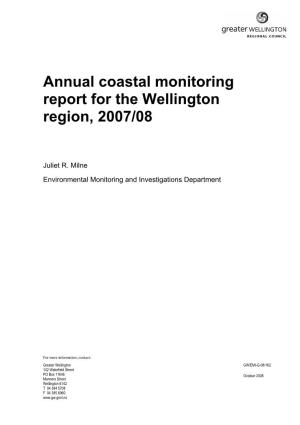 Annual Coastal Monitoring Report for the Wellington Region, 2007/08