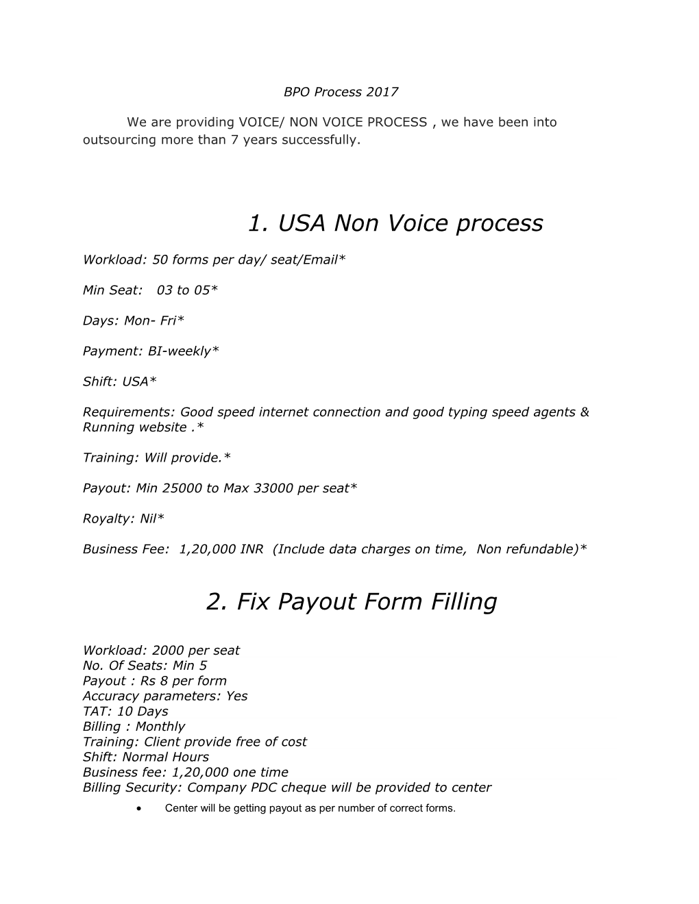 1. USA Non Voice Process