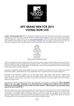 Mtv Brand New for 2014 Voting Now Live