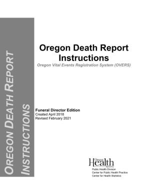 OVERS Death Report Instructions for Funeral Directors