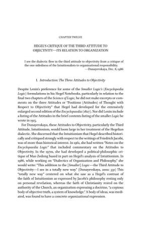Hegel's Critique of the Third Attitude to Objectivity