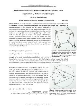 Mr Harish Chandra Rajpoot Analysis of N-Gonal Trapezohedron