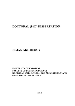 DOCTORAL (Phd) DISSERTATION ERJAN AKHMEDOV