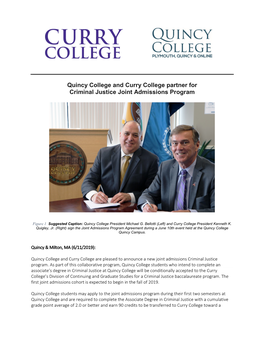 Quincy College and Curry College Partner for Criminal Justice Joint Admissions Program