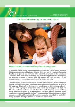 Child Psychotherapy in the Early Years