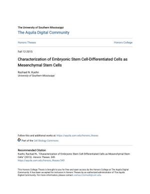 Characterization of Embryonic Stem Cell-Differentiated Cells As Mesenchymal Stem Cells