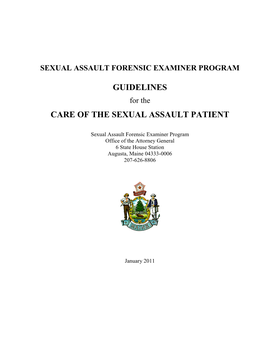 Sexual Assault Forensic Examiner Program Guidelines for the Care of the Sexual Assault Patient