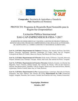 Licitación Pública Internacional SAG-UAP-EMPRENDESUR-FIDA-7-2017