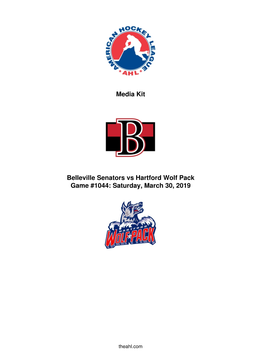 Media Kit Belleville Senators Vs Hartford Wolf Pack Game #1044