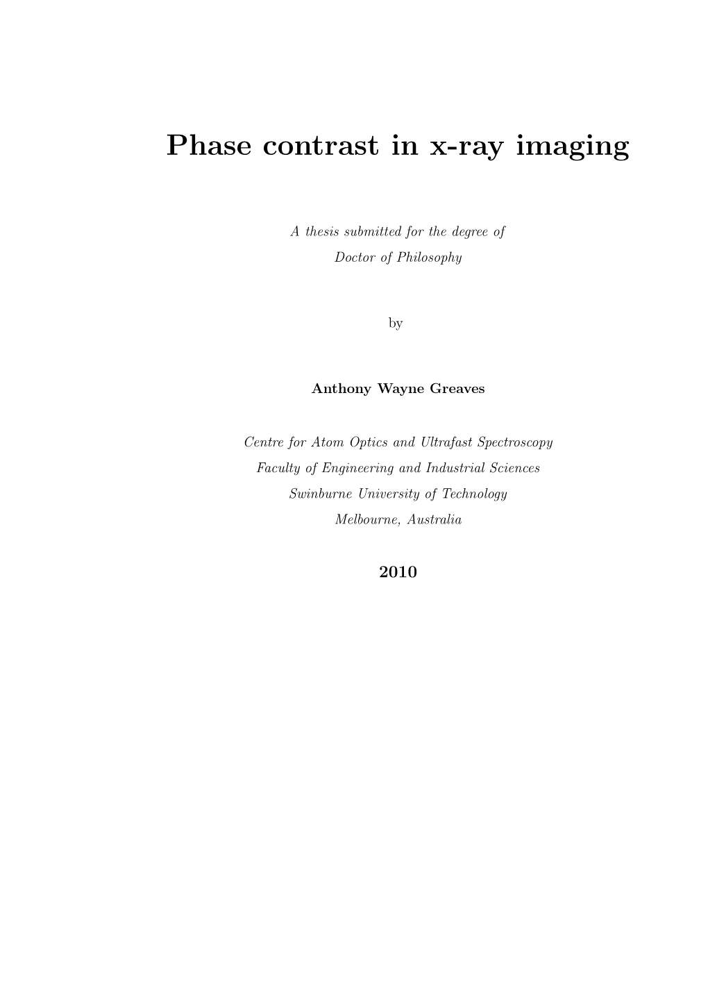 Phase Contrast in X-Ray Imaging