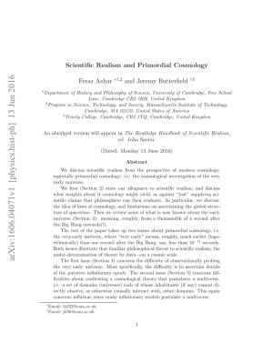 Scientific Realism and Primordial Cosmology