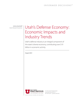 Utah's Defense Economy: Economic Impacts and Industry Trends